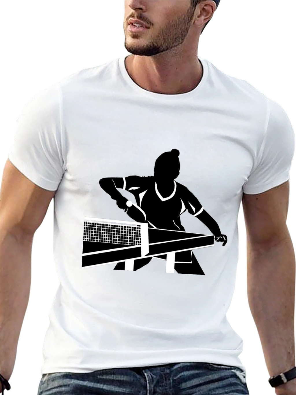Black Table Tennis Player T-Shirt