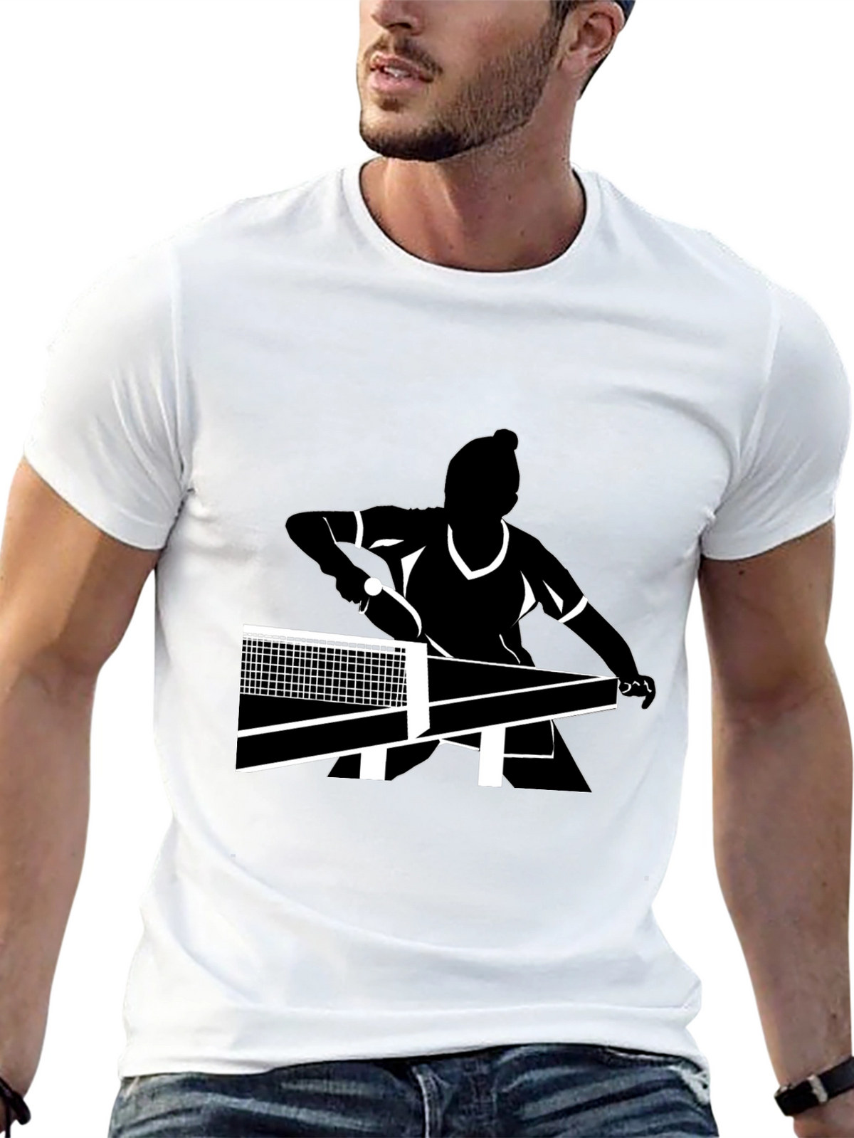 Black Table Tennis Player T-Shirt
