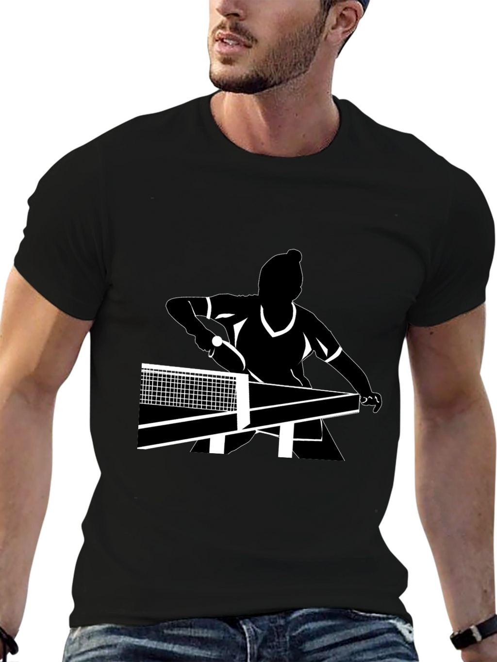 Black Table Tennis Player T-Shirt