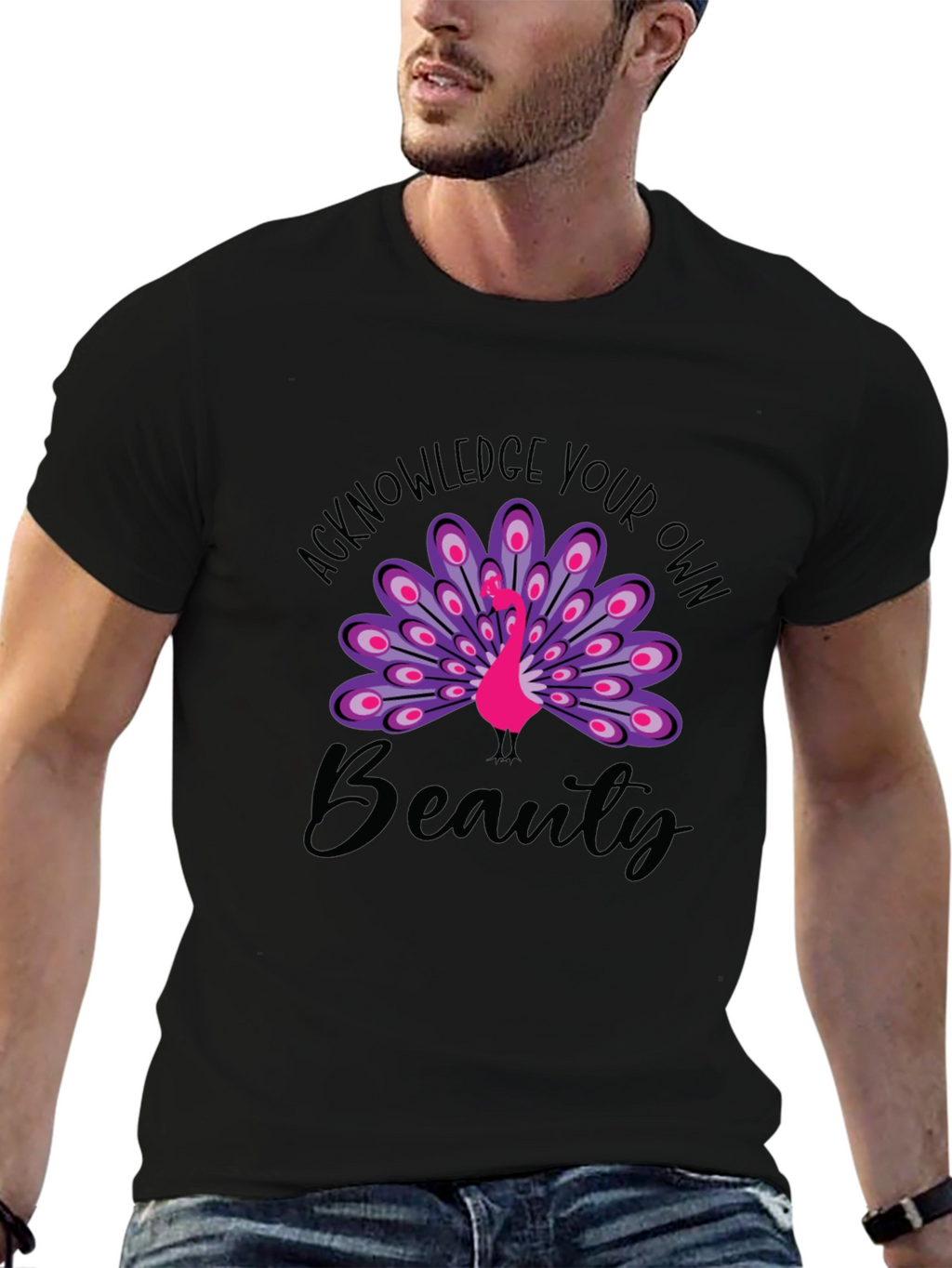 Acknowledge Your Own Beauty Black Graphic Tee