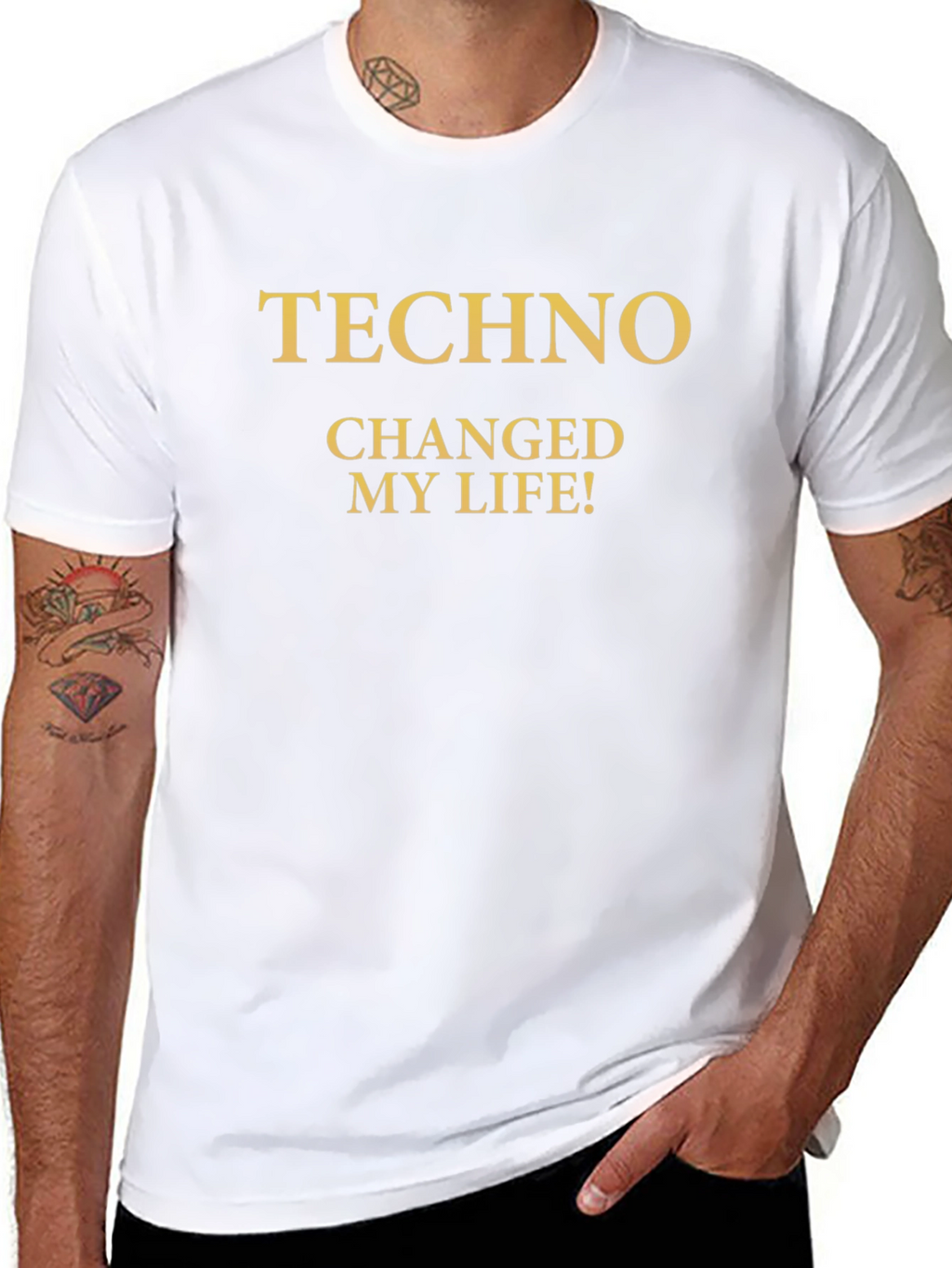 Techno Changed My Life! Black Graphic Tee