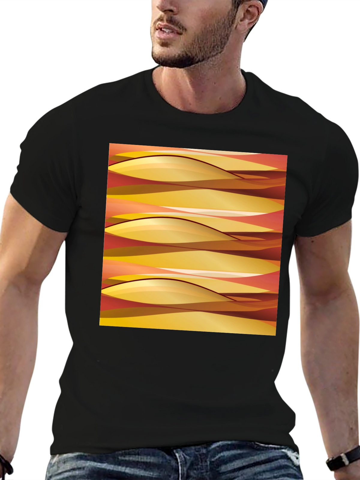 Abstract Wave Pattern Graphic Tee