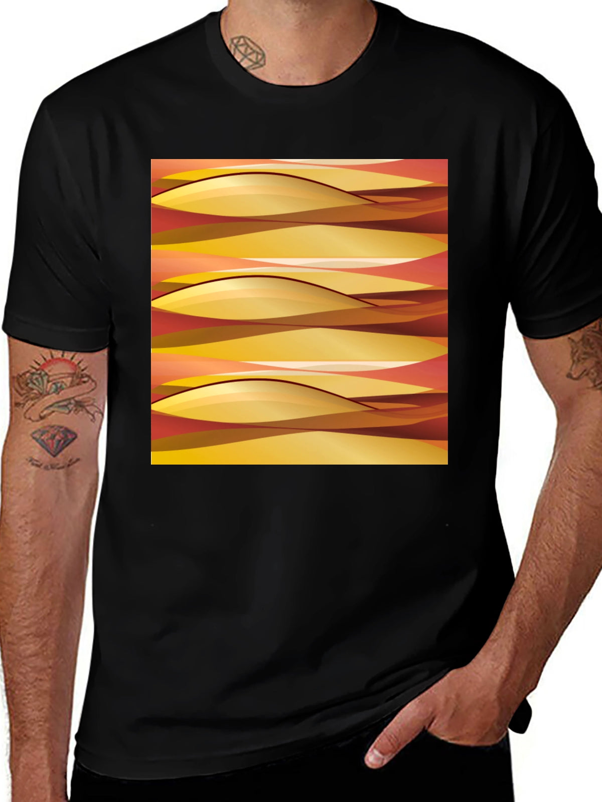 Abstract Wave Pattern Graphic Tee