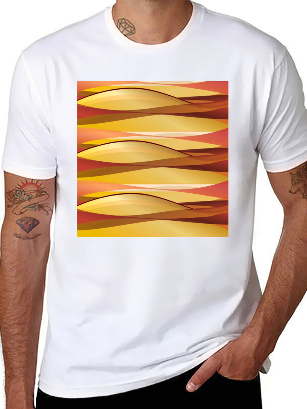 Abstract Wave Pattern Graphic Tee