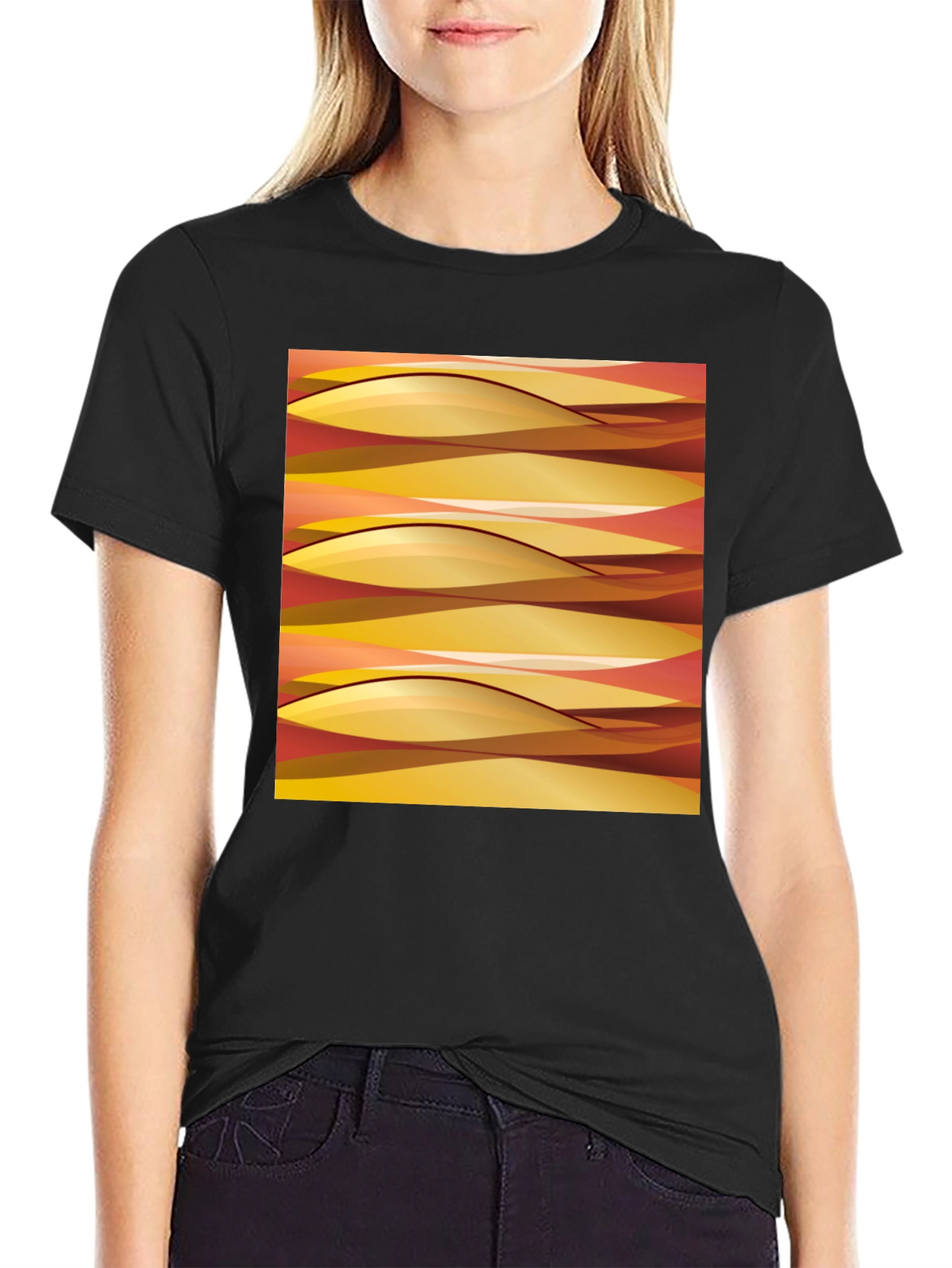 Abstract Wave Pattern Graphic Tee