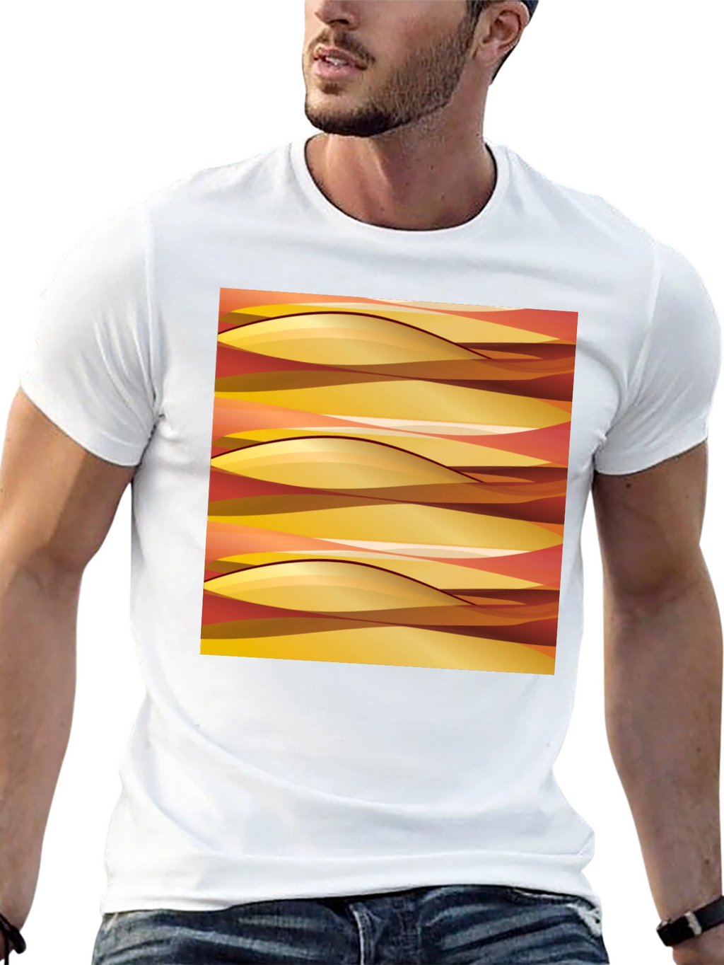 Abstract Wave Pattern Graphic Tee