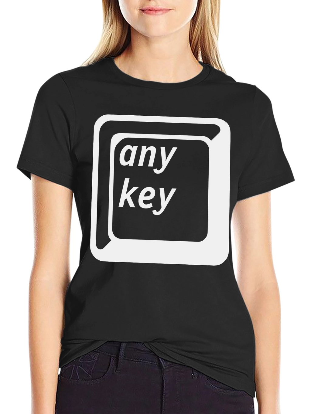 Any Key Black T-Shirt - Novelty Geek Humor
