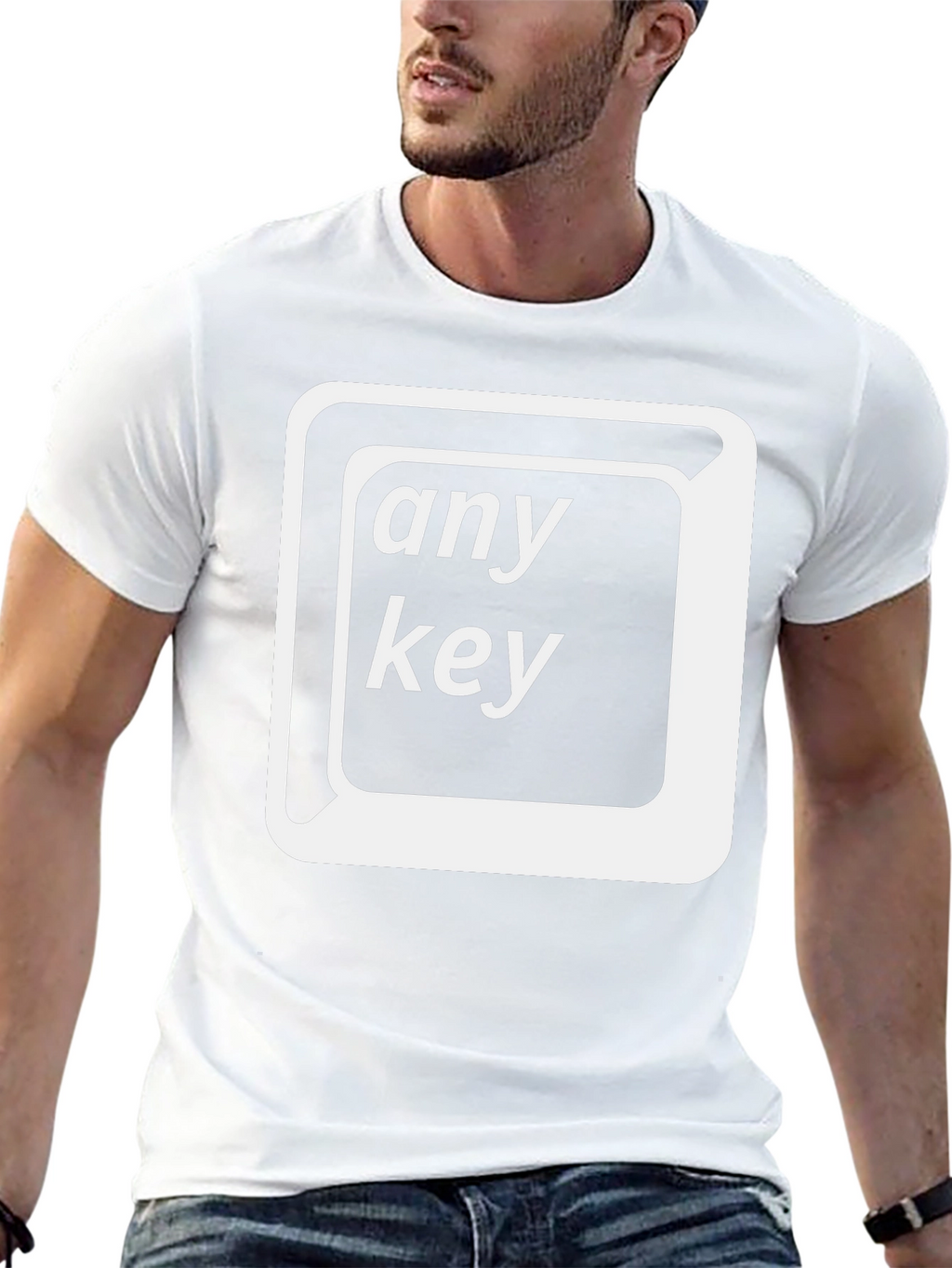 Any Key Black T-Shirt - Novelty Geek Humor