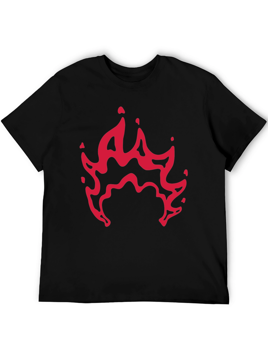 Mens Black T-Shirt with Red Flame Graphic