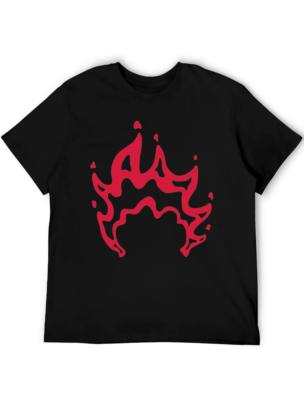 Mens Black T-Shirt with Red Flame Graphic