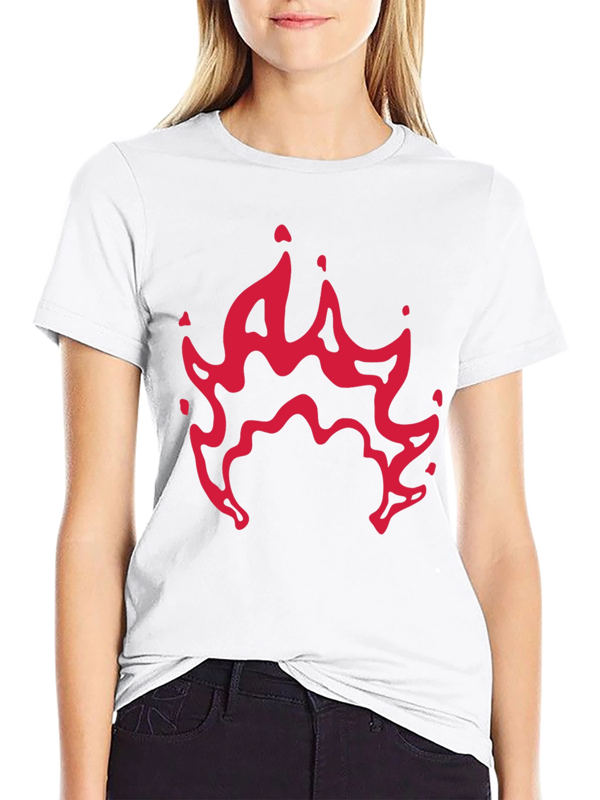 Mens Black T-Shirt with Red Flame Graphic