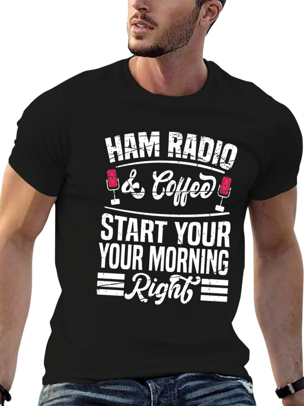 Ham Radio & Coffee T-Shirt - Morning Routine