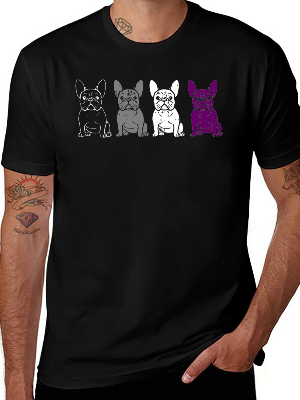 French Bulldog Pride T-Shirt - Acesexual Flag