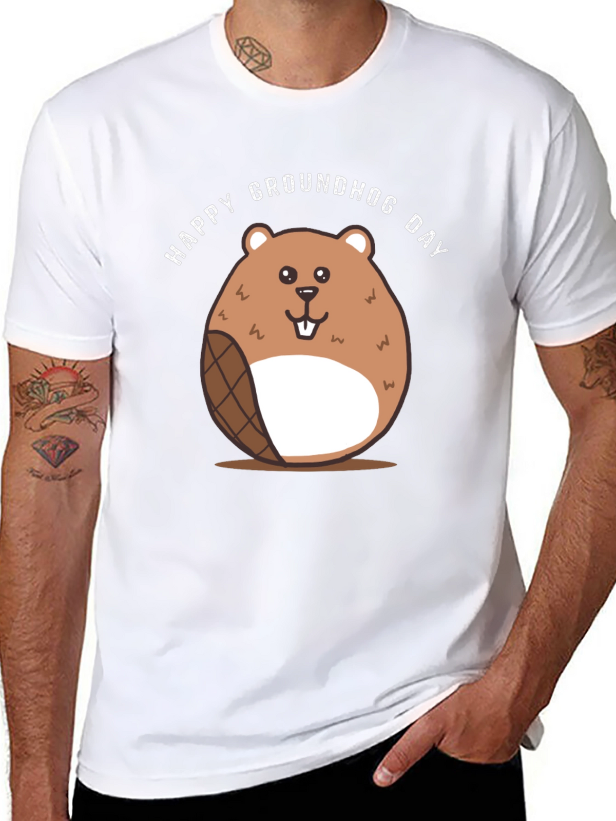 Happy Groundhog Day T-Shirt - Cute Cartoon Design