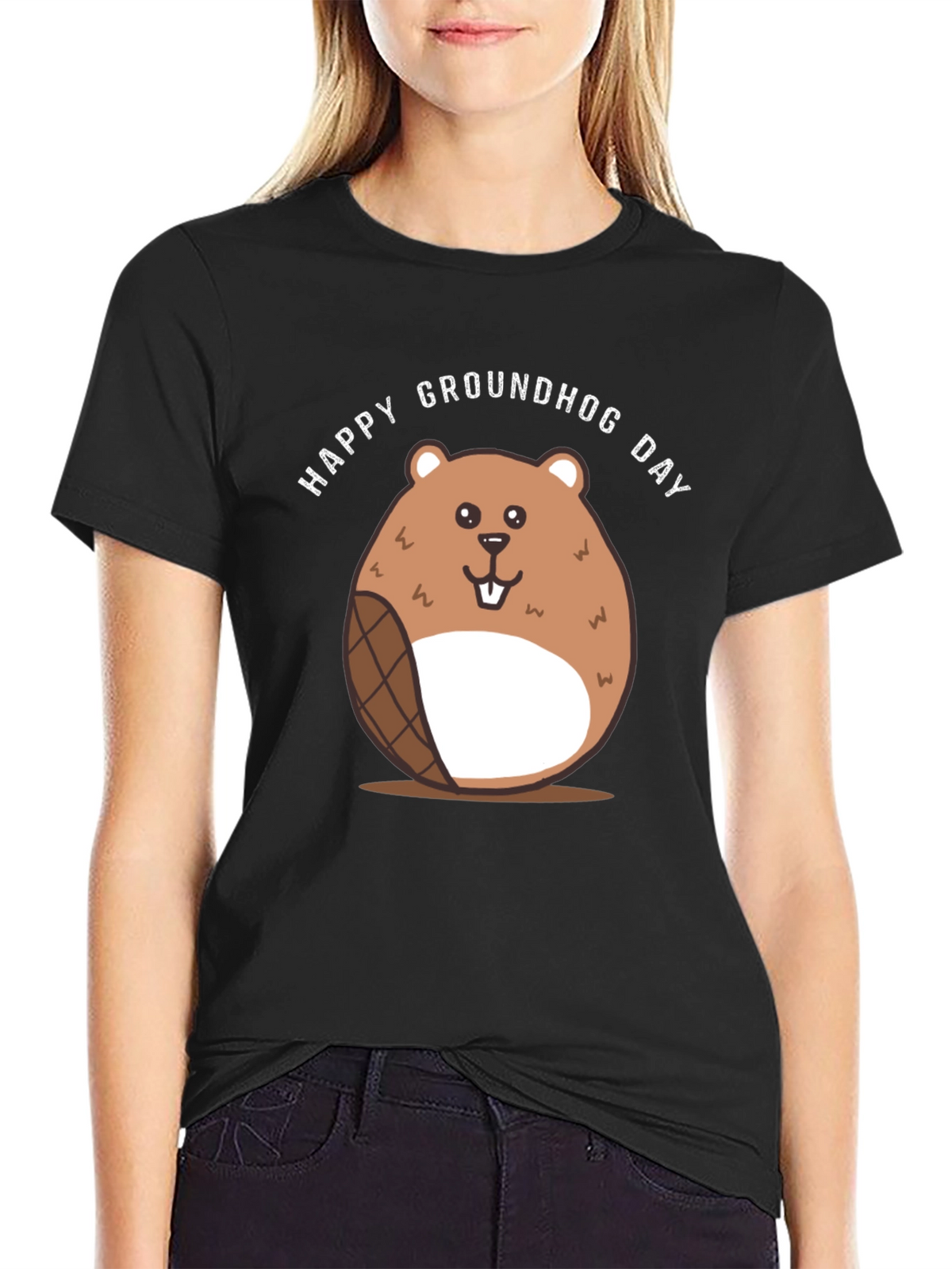 Happy Groundhog Day T-Shirt - Cute Cartoon Design