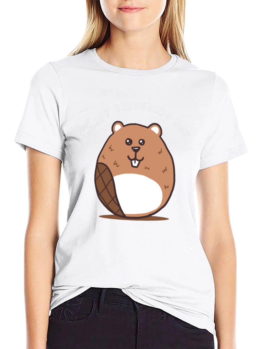 Happy Groundhog Day T-Shirt - Cute Cartoon Design