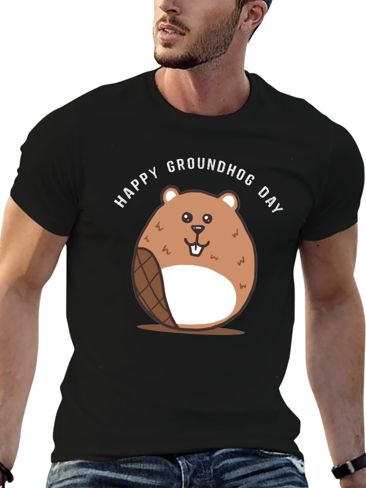 Happy Groundhog Day T-Shirt - Cute Cartoon Design