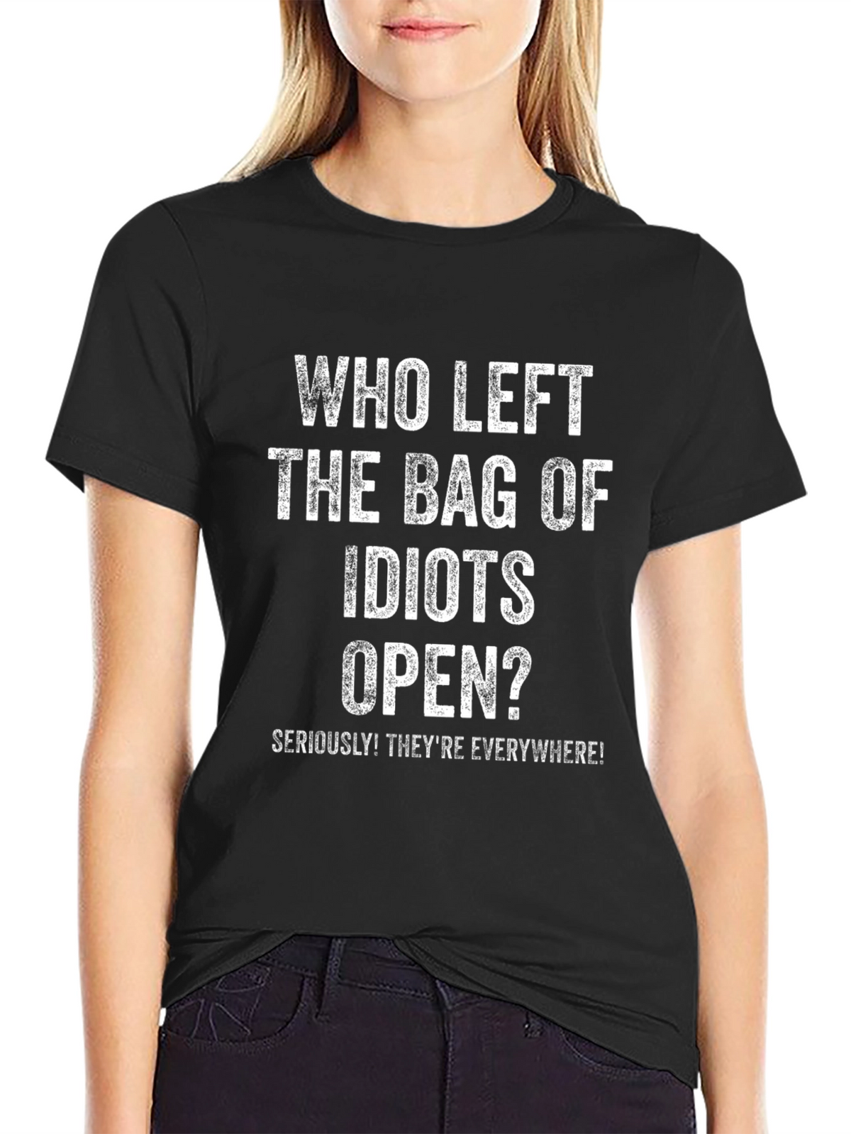 Funny Idiots Bag Open Graphic T-Shirt