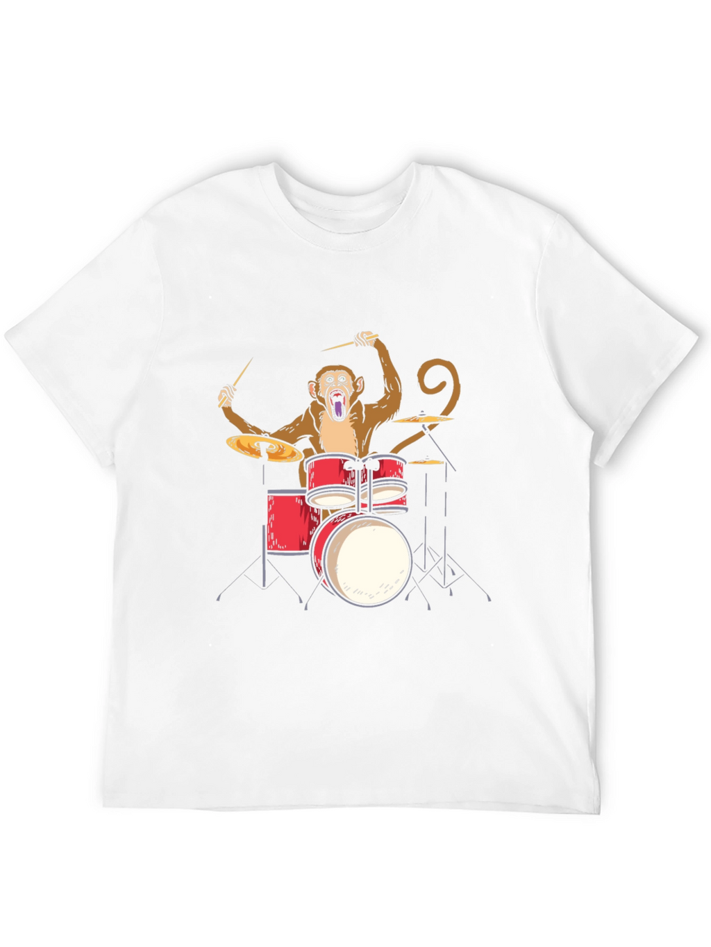 Monkey Drummer Graphic Tee - Black Cotton T-Shirt