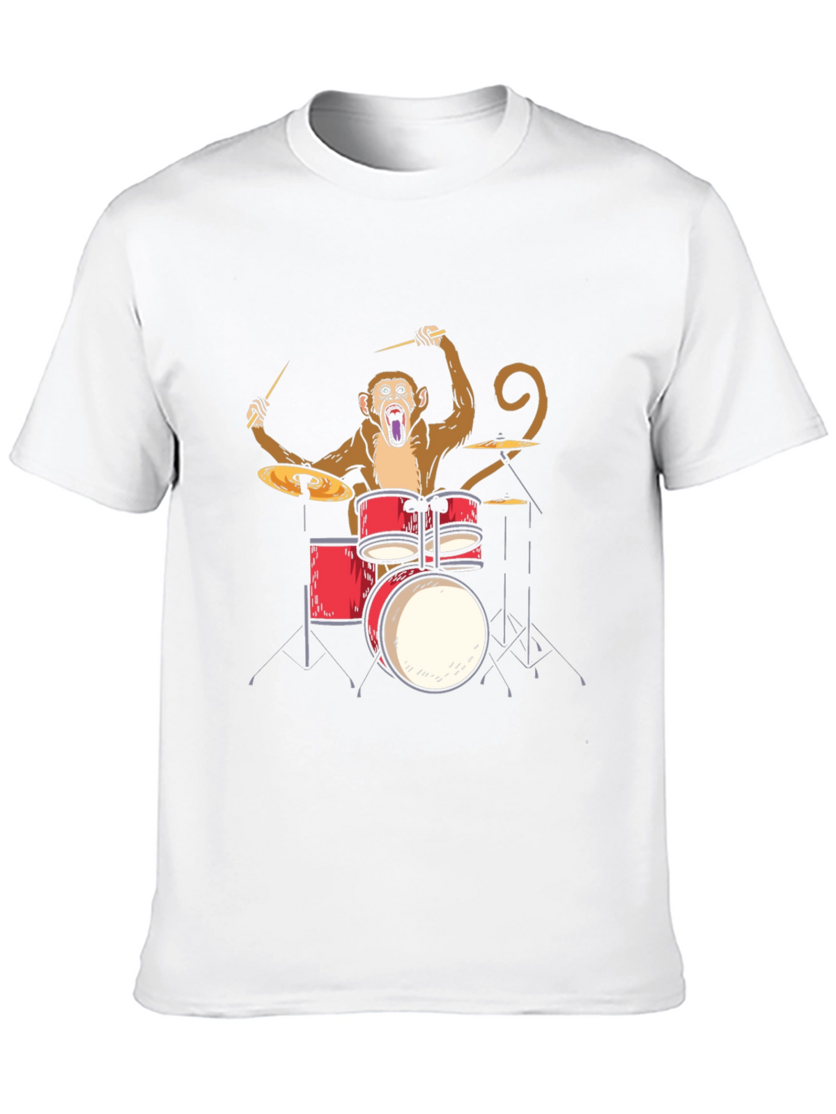 Monkey Drummer Graphic Tee - Black Cotton T-Shirt