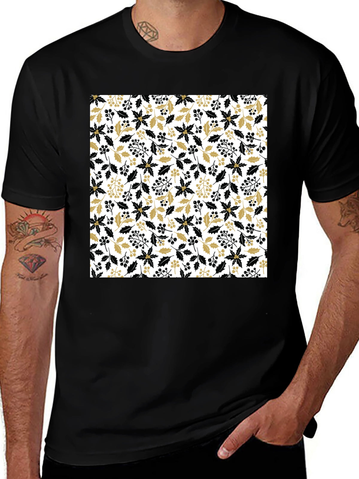 Floral Pattern Crew Neck Tee