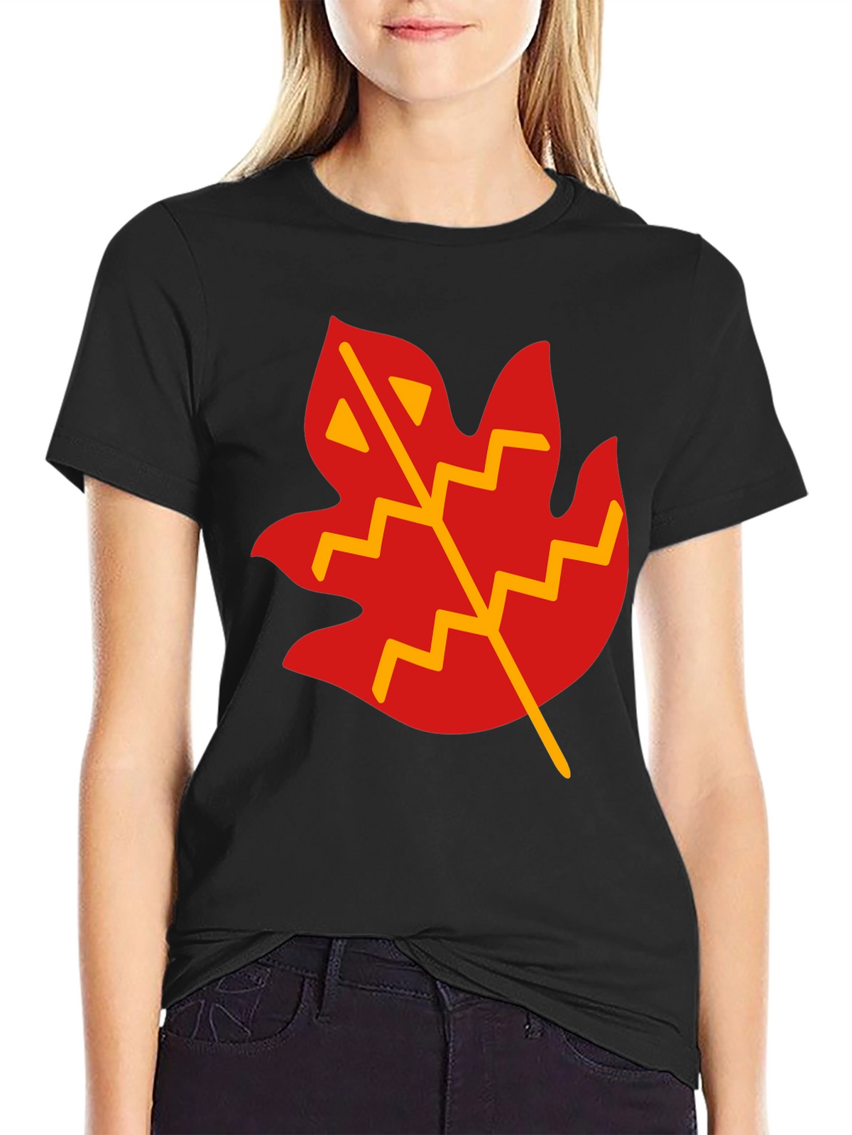 Leaf Graphic T-Shirt - Casual Black Tee