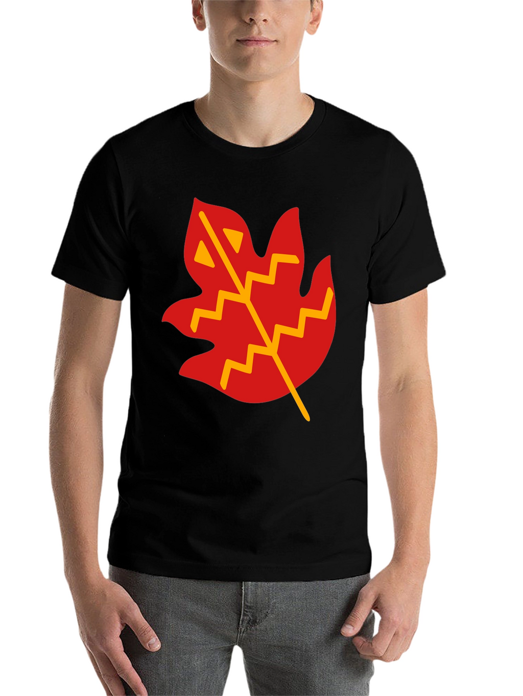 Leaf Graphic T-Shirt - Casual Black Tee