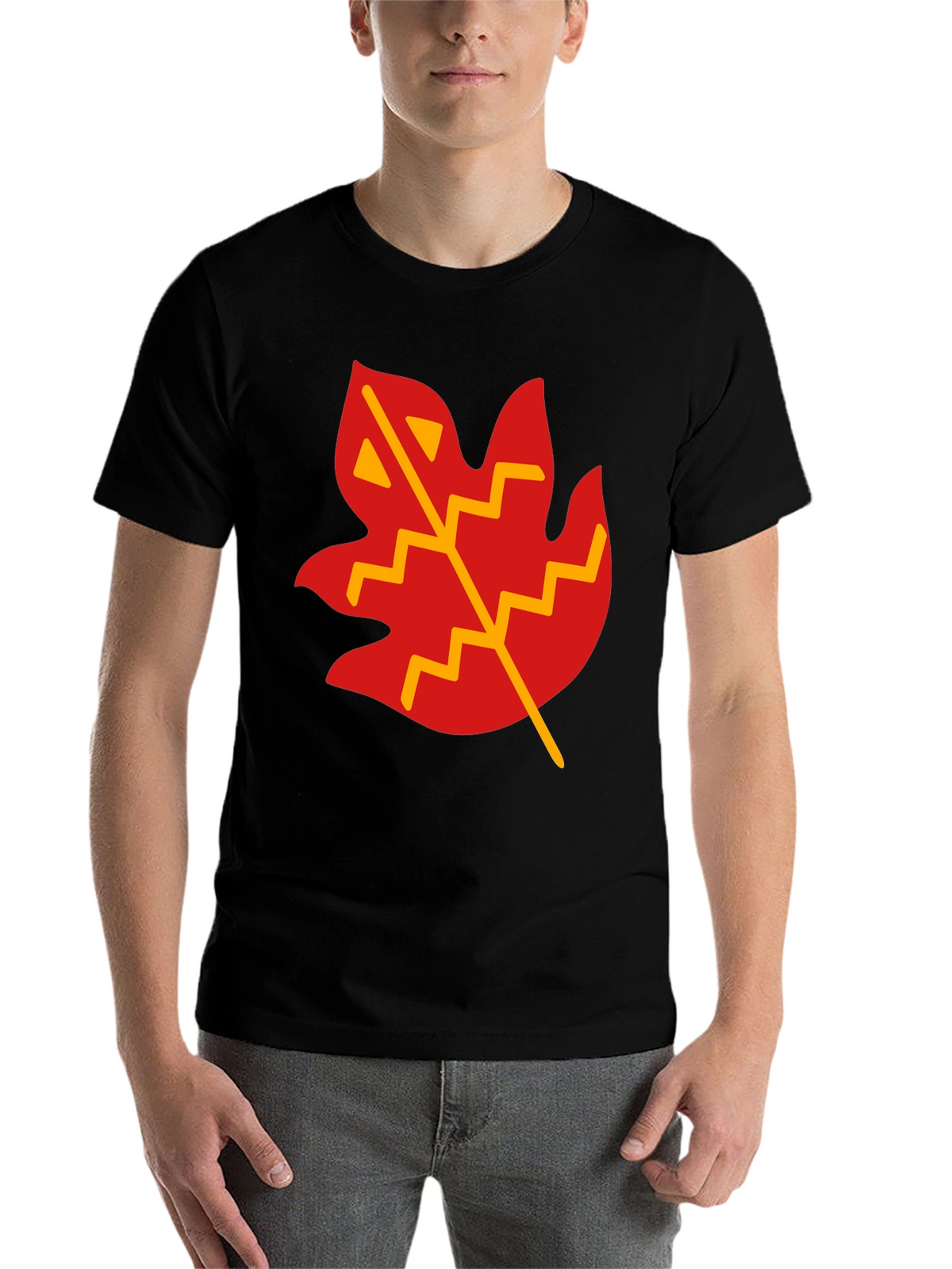 Leaf Graphic T-Shirt - Casual Black Tee