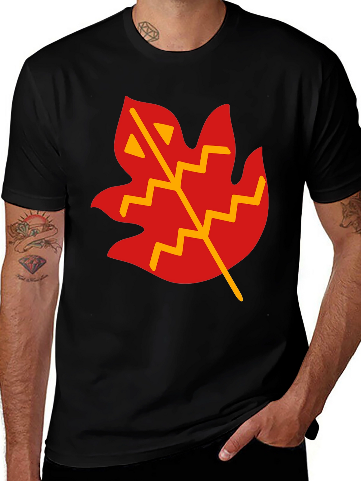 Leaf Graphic T-Shirt - Casual Black Tee