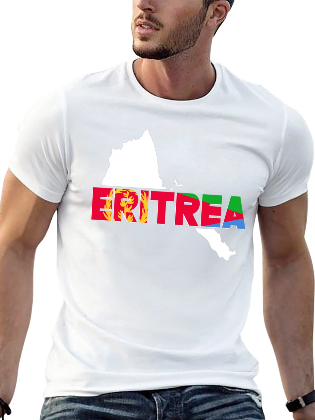 Eritrea Map Flag T-Shirt - Black Cotton Tee