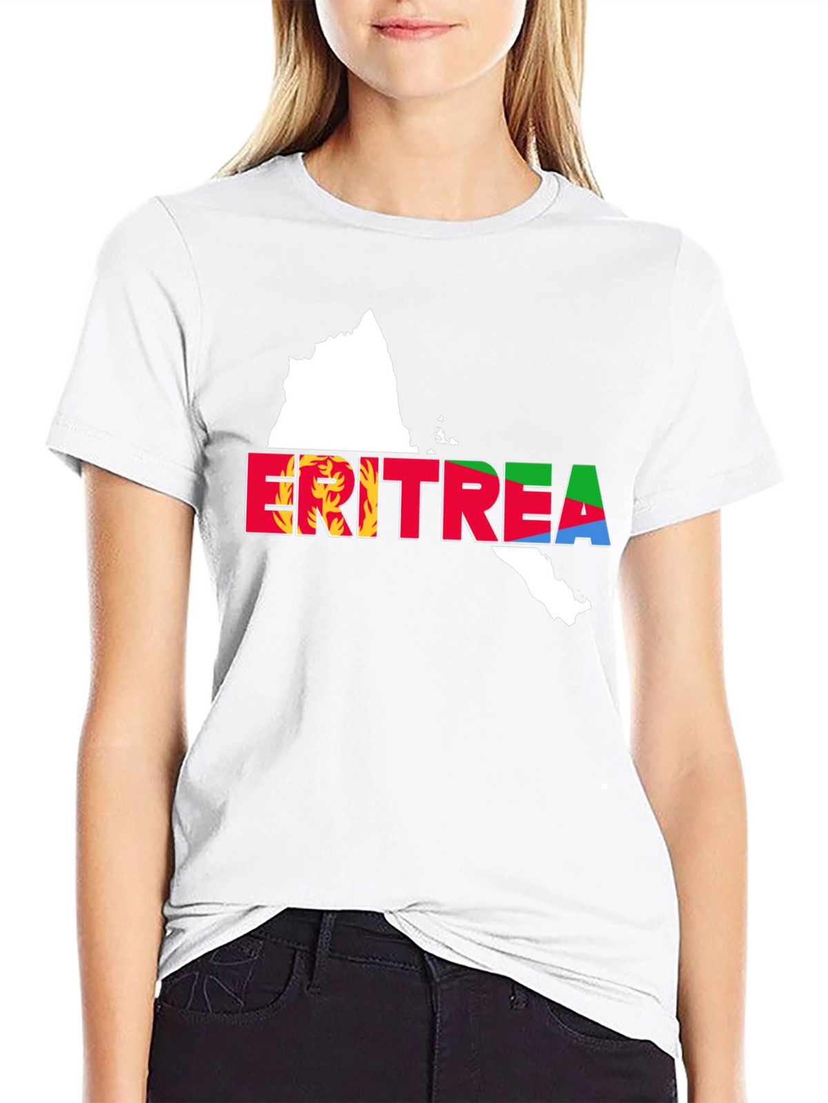 Eritrea Map Flag T-Shirt - Black Cotton Tee