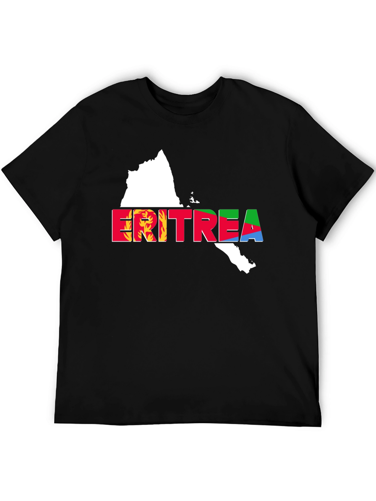 Eritrea Map Flag T-Shirt - Black Cotton Tee