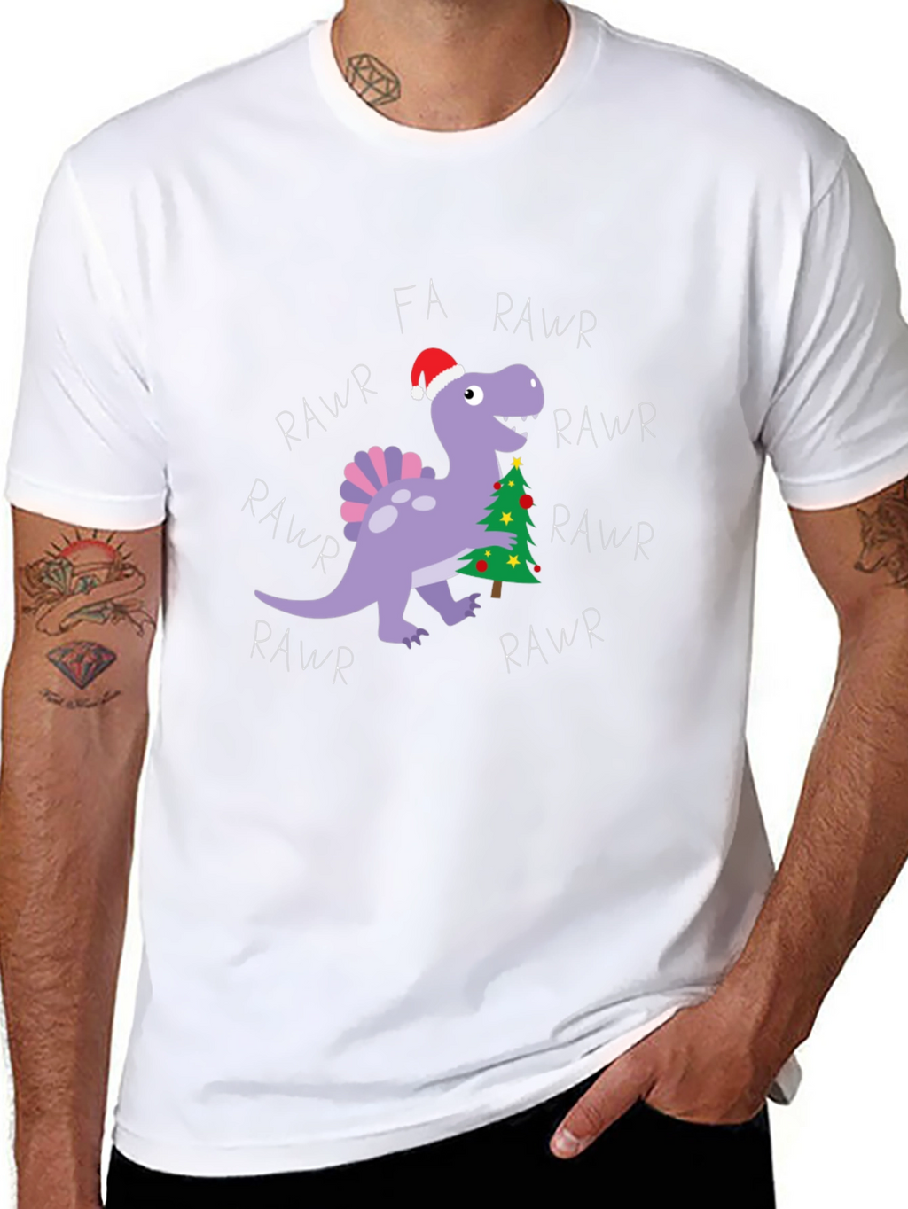 Fa Rawr Rawr Dinosaur Christmas T-Shirt