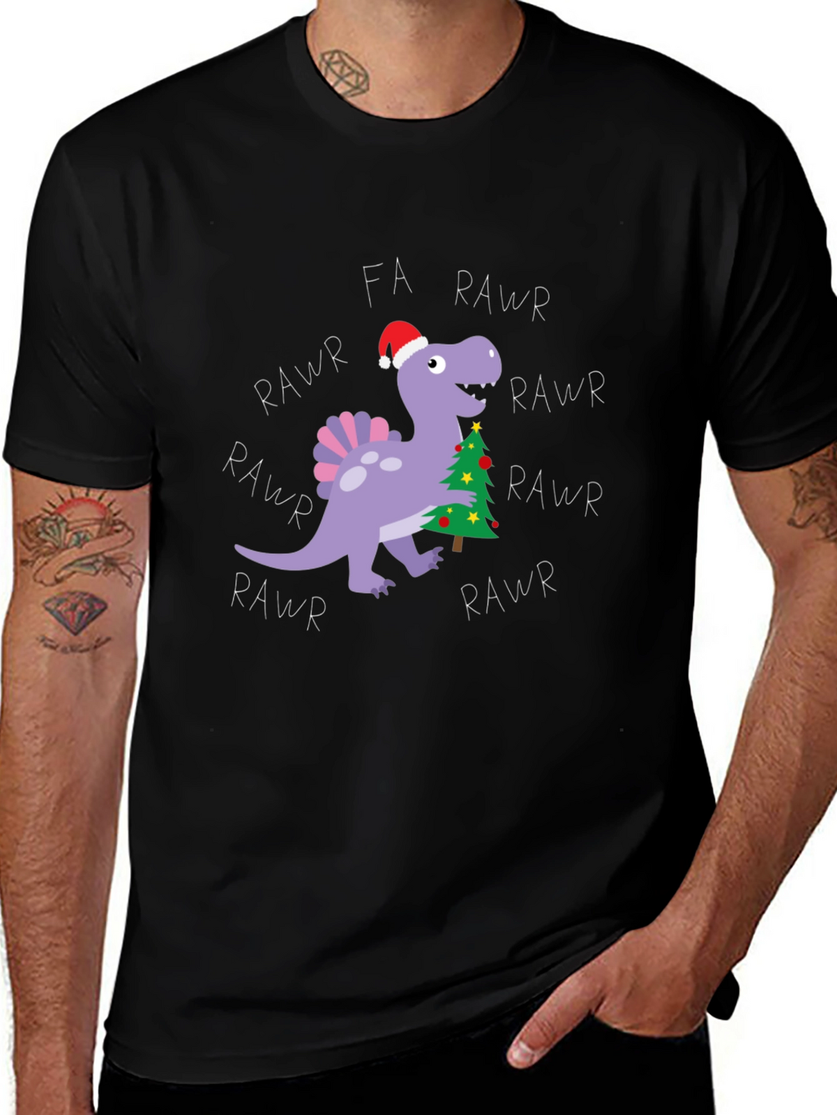 Fa Rawr Rawr Dinosaur Christmas T-Shirt
