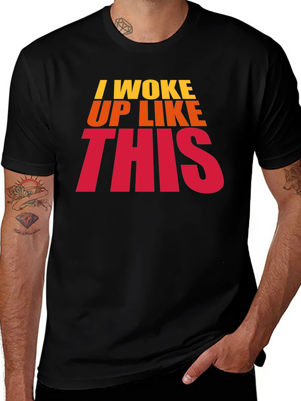 I Woke Up Like This Black Graphic T-Shirt