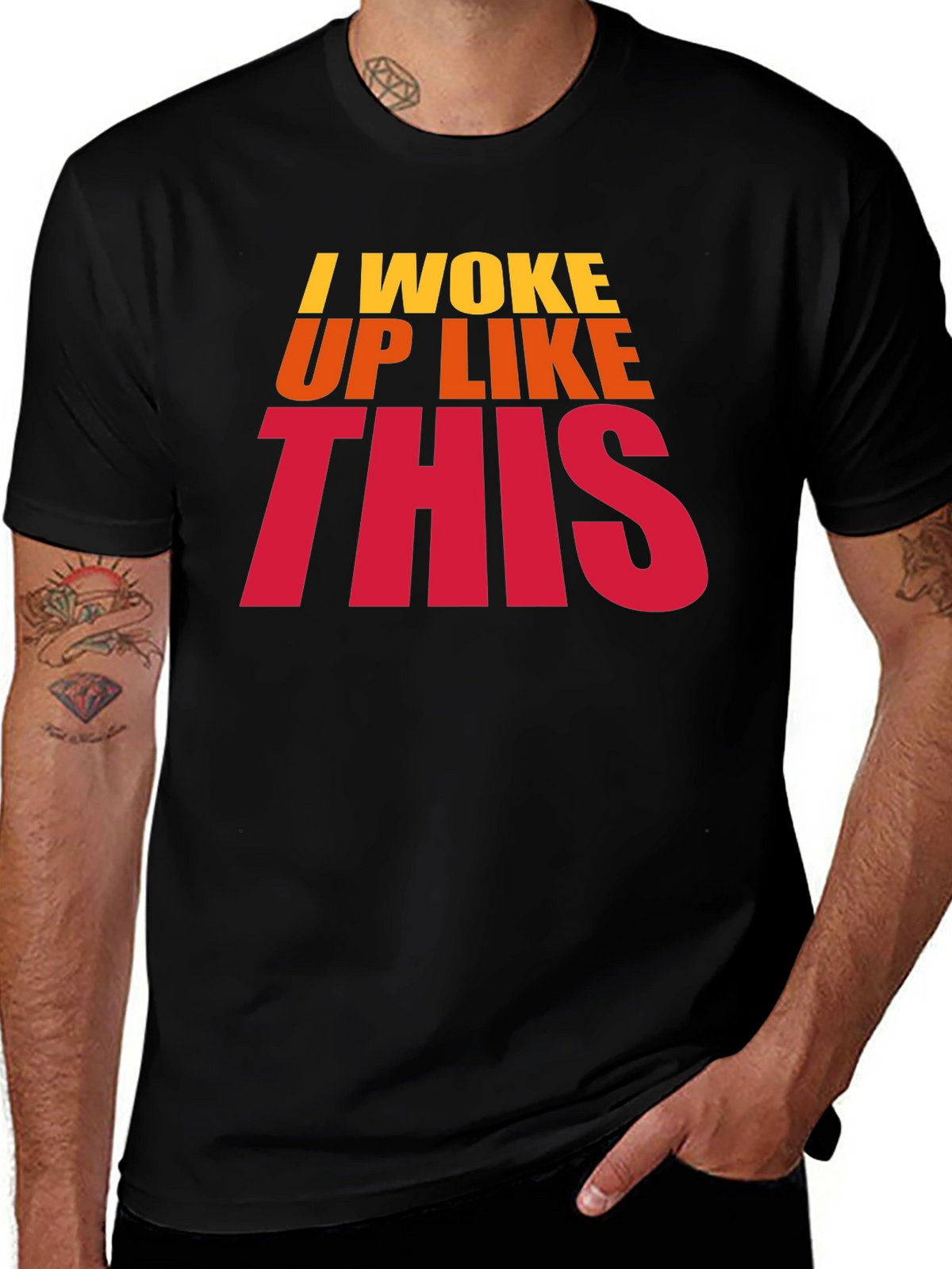 I Woke Up Like This Black Graphic T-Shirt