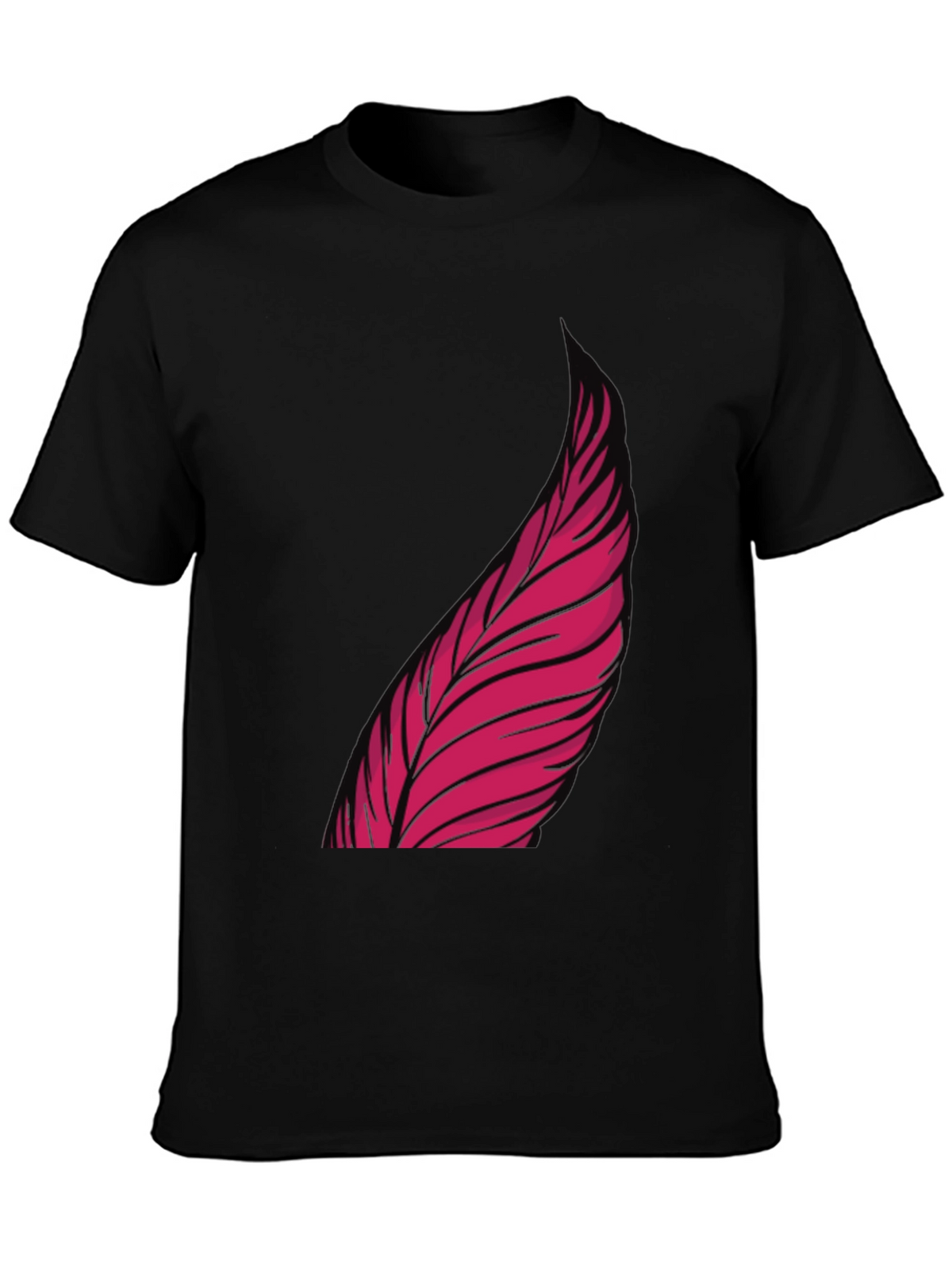 Mens Black Graphic Tee - Pink Feather Design
