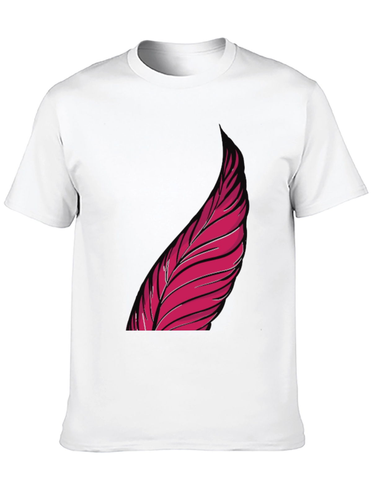 Mens Black Graphic Tee - Pink Feather Design