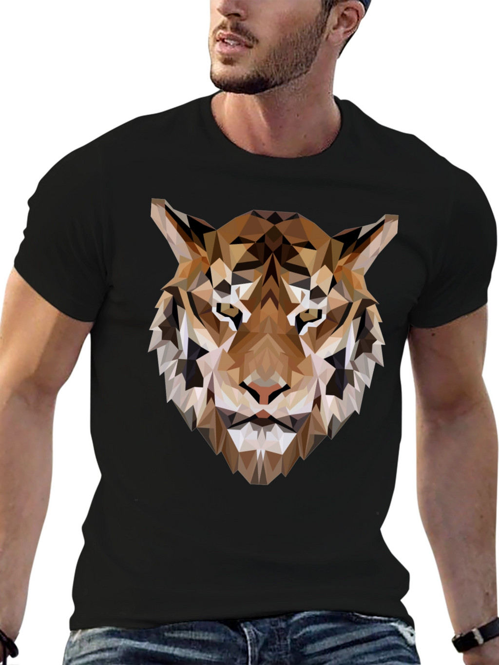 Geometric Tiger Graphic Tee - Modern Style