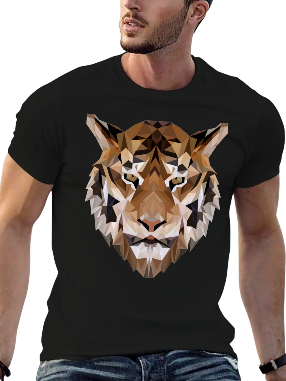 Geometric Tiger Graphic Tee - Modern Style