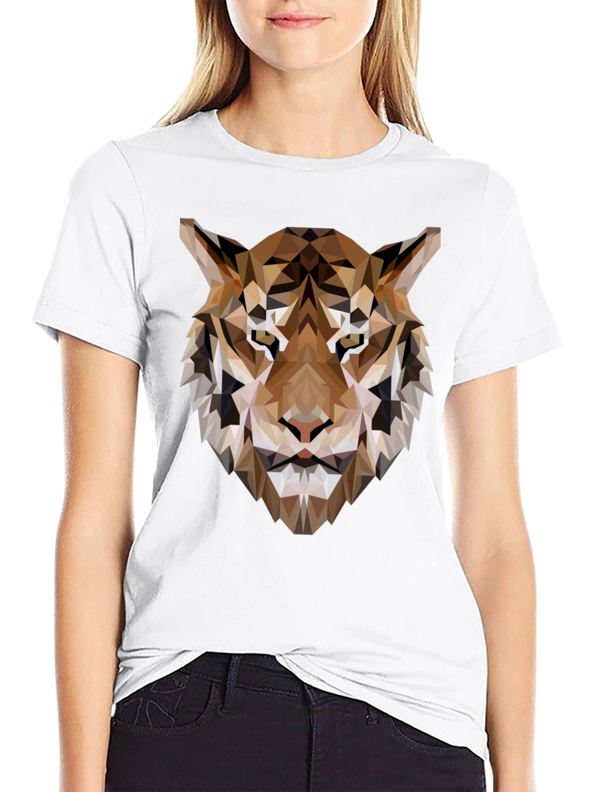 Geometric Tiger Graphic Tee - Modern Style