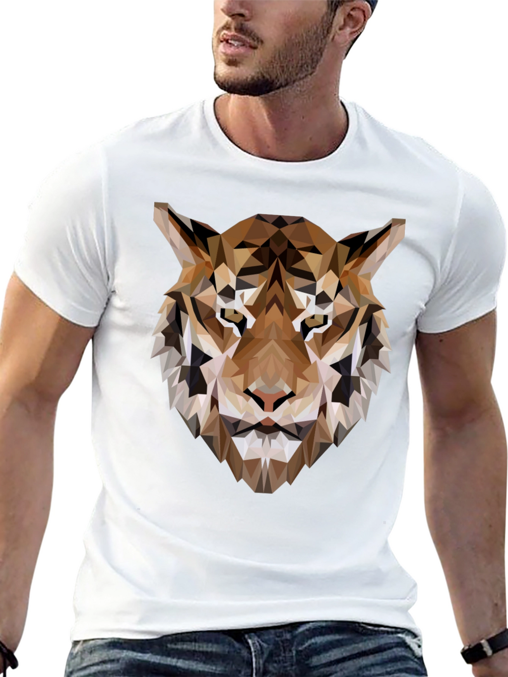 Geometric Tiger Graphic Tee - Modern Style