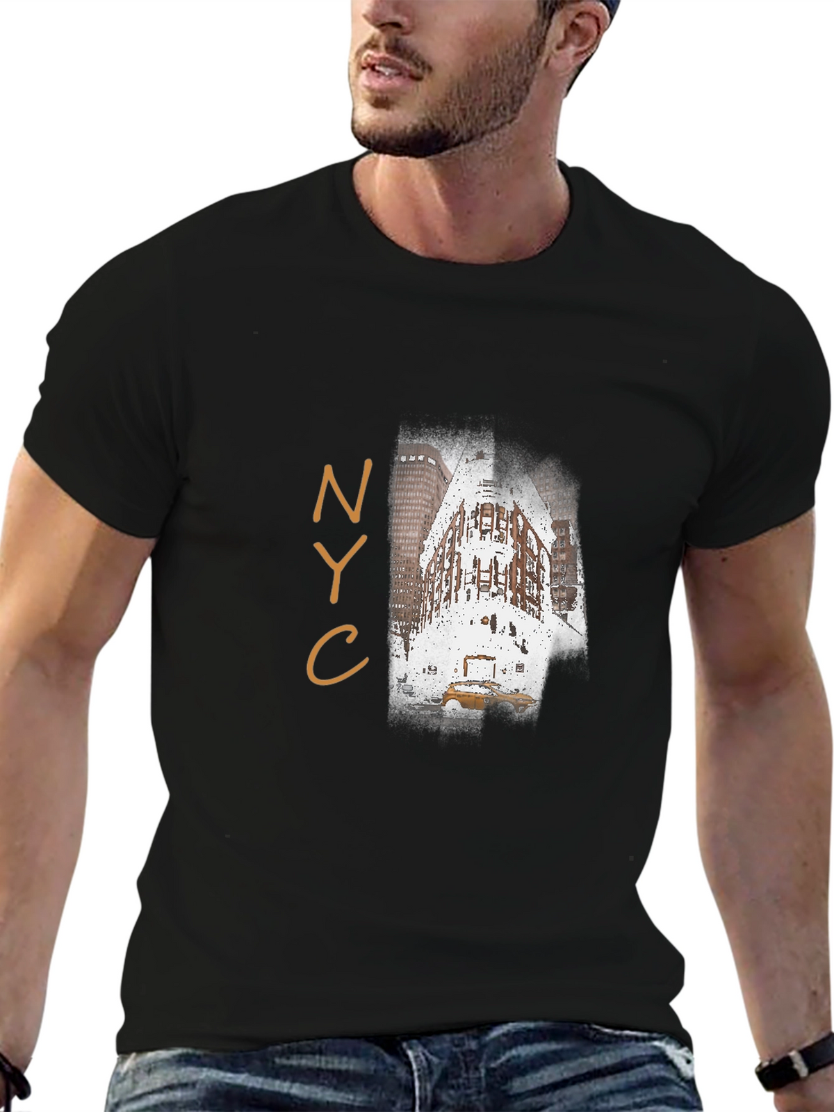 NYC Landmark T-Shirt - Mens Black Graphic Tee