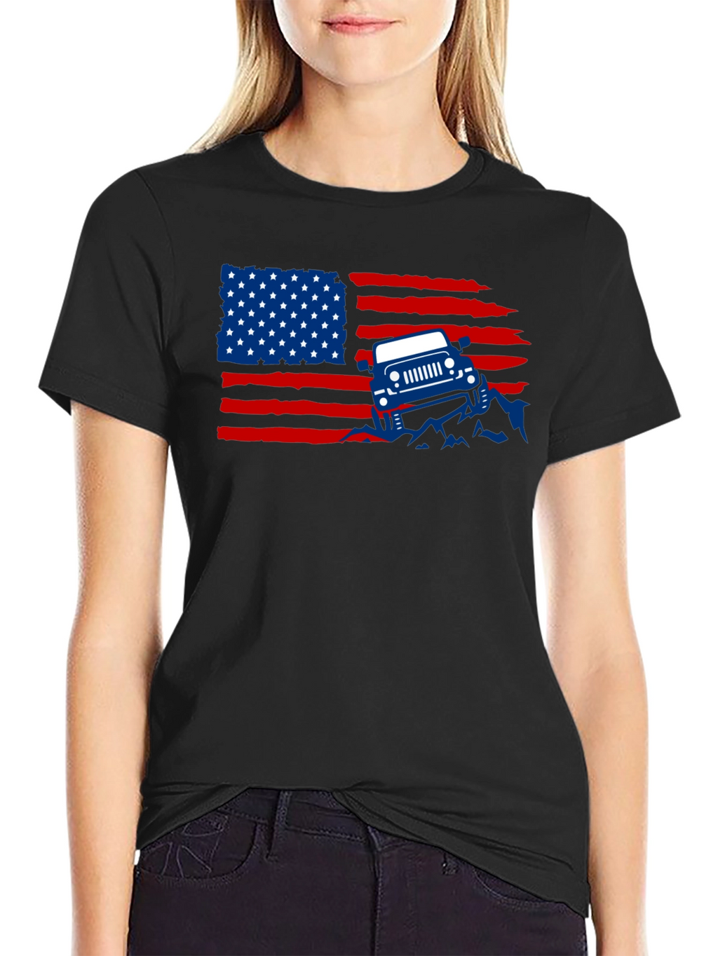American Flag Jeep Graphic T-Shirt