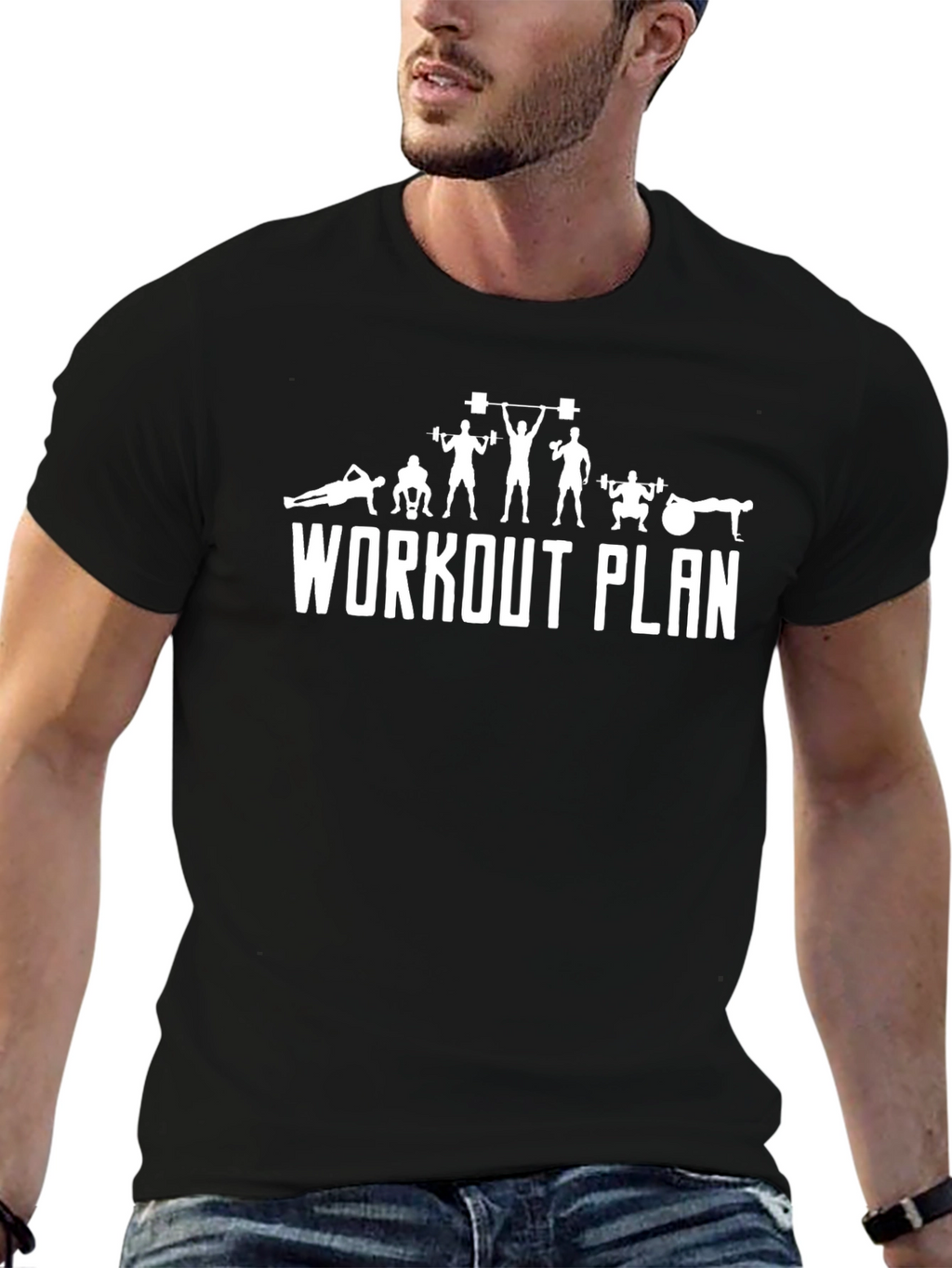 Workout Plan Graphic Tee - Black Cotton T-Shirt