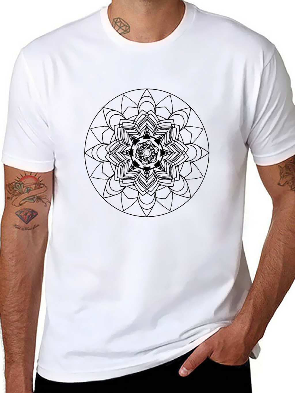 Geometric Mandala Black T-Shirt
