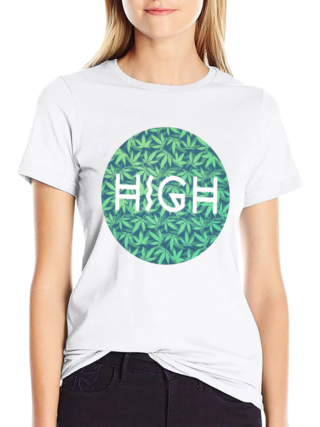 Marijuana Leaf Patterned HIGH Tee