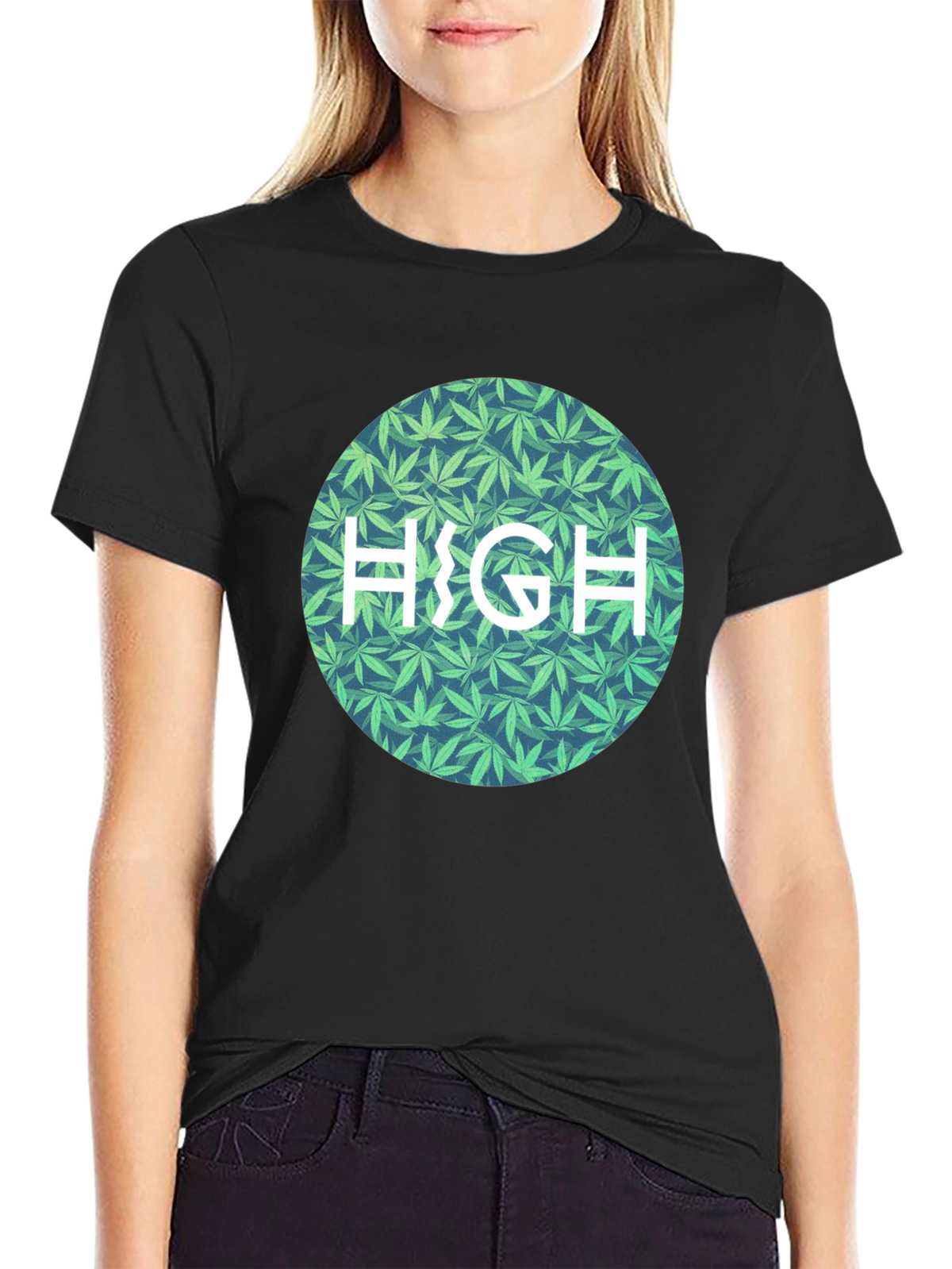Marijuana Leaf Patterned HIGH Tee