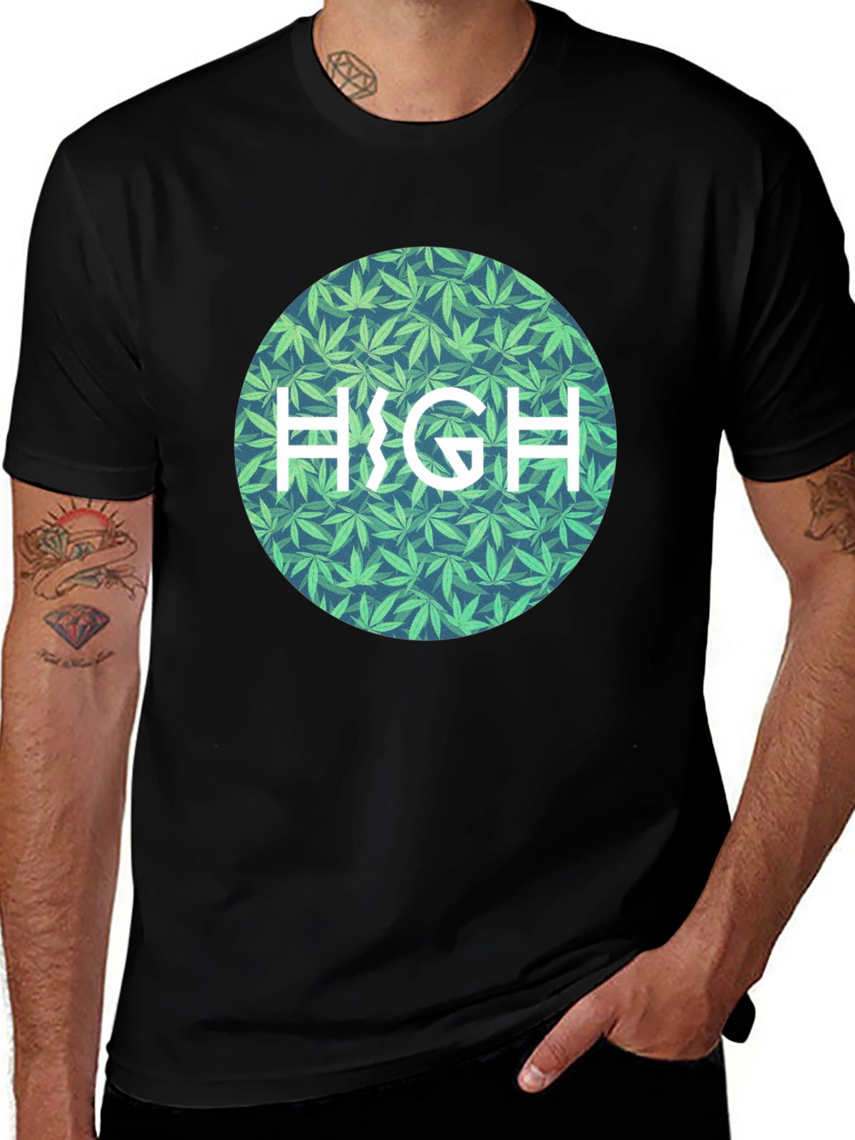 Marijuana Leaf Patterned HIGH Tee