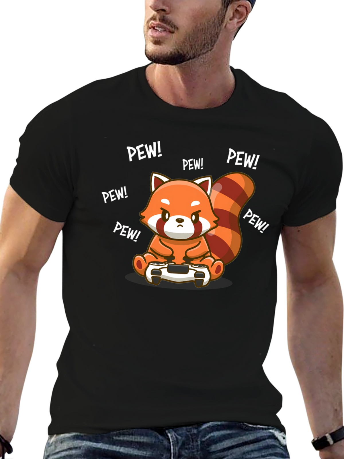 Gamer Red Panda T-Shirt - Pew Pew!
